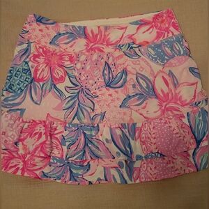 Lilly Pulitzer Pink and Blue Tiered Skort Resort Wear Size XXS. Tennis Picklebal